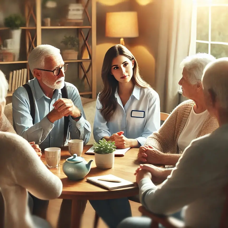 Group discussion around a table