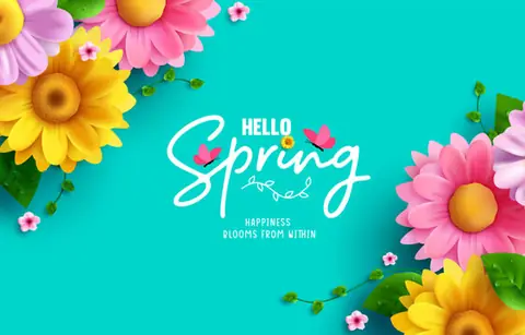 'Hello Spring' flower graphic