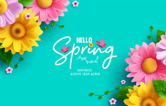 'Hello Spring' flower graphic