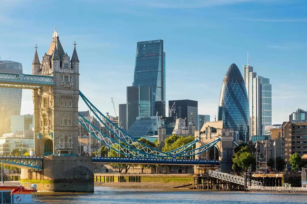 Tower Bridge and the City of London across the Thames